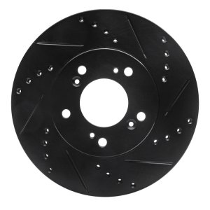 Acura Integra Brake Rotor (1) - Front Right - R1 Concepts - Drilled & Slotted - Black - `91-`01